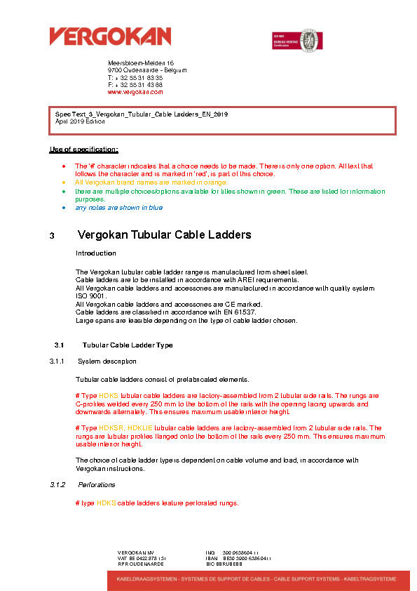Spec Text_3_Vergokan_Tubular_Cable Ladders_EN_2019